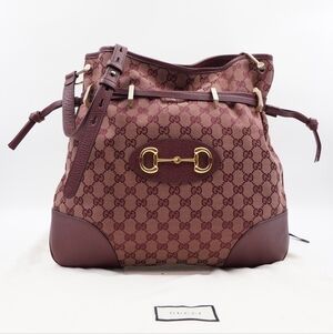 CD12 💖 Gucci Horsebit 1955 Messenger Bag GG Canvas Large